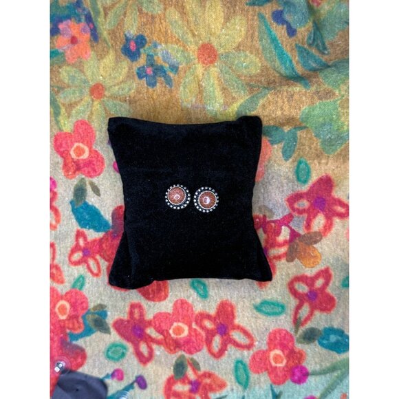 Gold Flecked Hand Made Sterling Silver Earrings - Picture 2 of 2